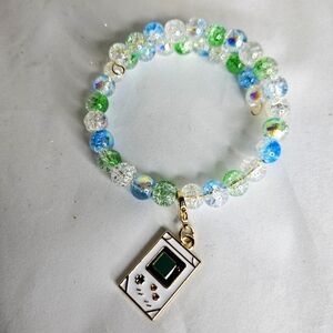 Colorful Beaded Bracelet with Game Console Charm